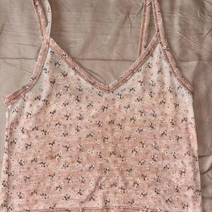 American Eagle Outfitters Floral Orange Tank Top